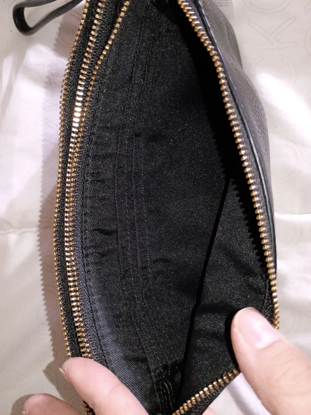 Coach Black Pebbled Leather Zip Wallet